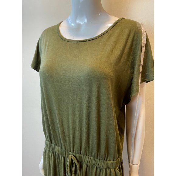 Womens One Piece Romper Tie Waist Back Keyhole Pockets Stretch Green SZ X Large - Picture 7 of 12